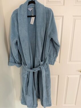 ⁠NWT The Company Store Turkish Cotton Long Robe Womens XL Blue Sky⁠